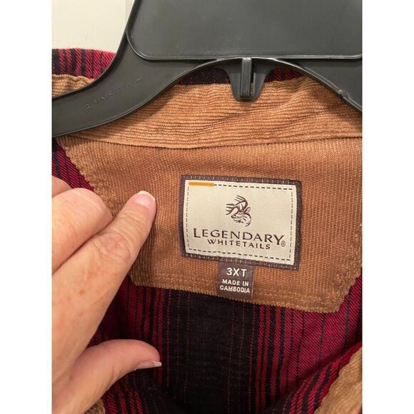 Legendary‎ Whitetails Mens Red & Black Plaid Flannel Shirt 3XT 100% Cotton - Picture 8 of 15